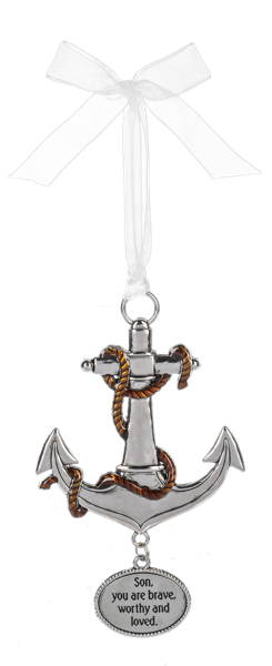 Son Silver Anchor Ornament