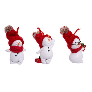 Jolly Red Knit Snowman Ornament