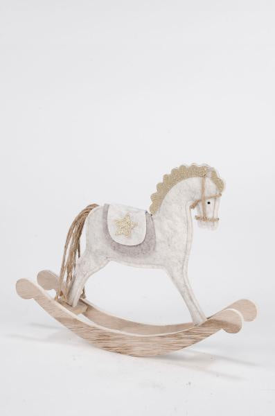 White & Gold Felt Rocking Horse