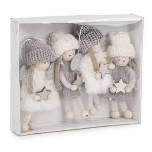 Felt & Wood Angel Ornament (set of 4)