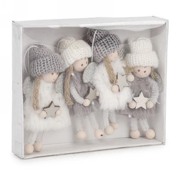 Felt & Wood Angel Ornament (set of 4)