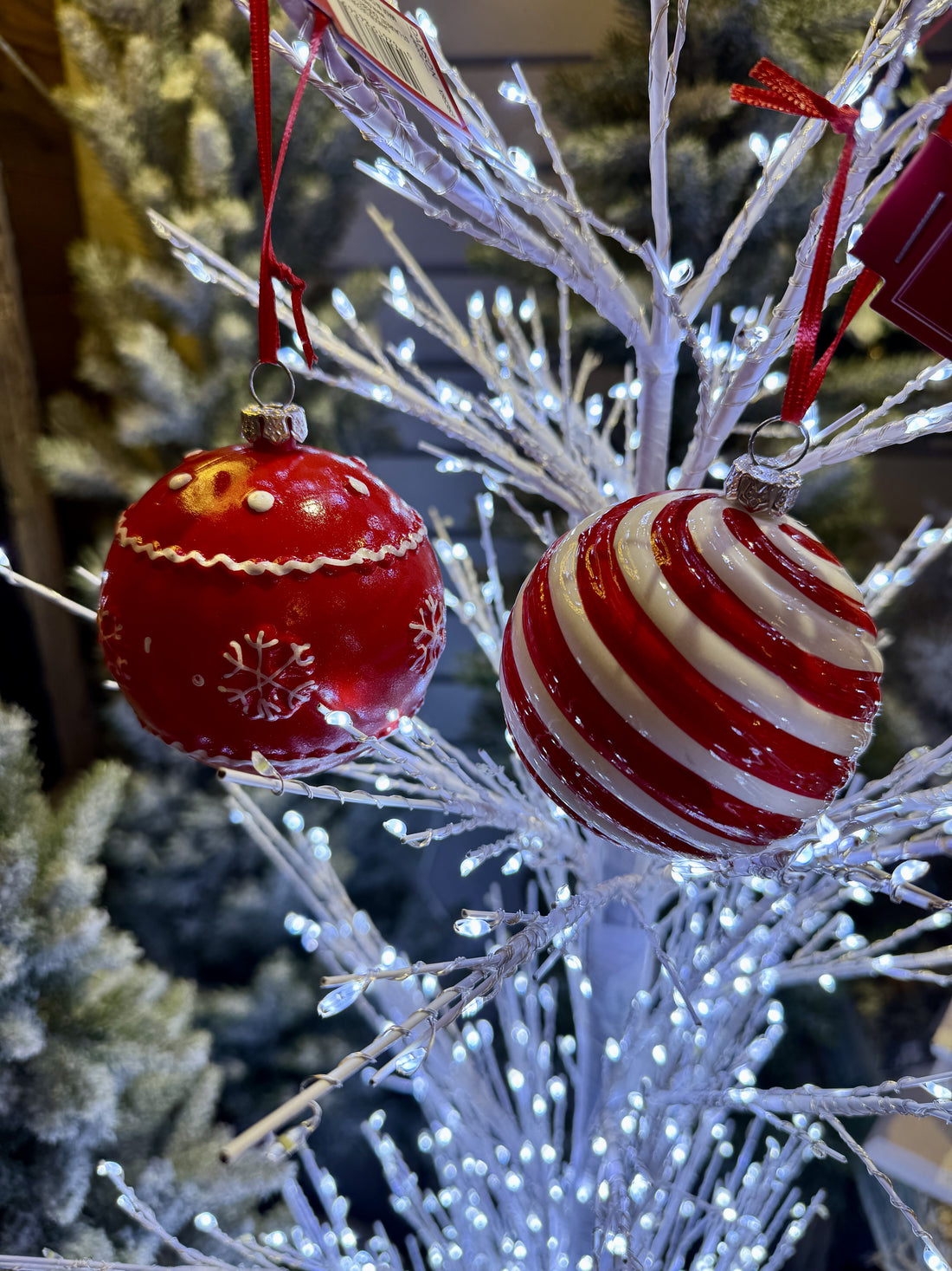 Retro Red & White Ball Ornament