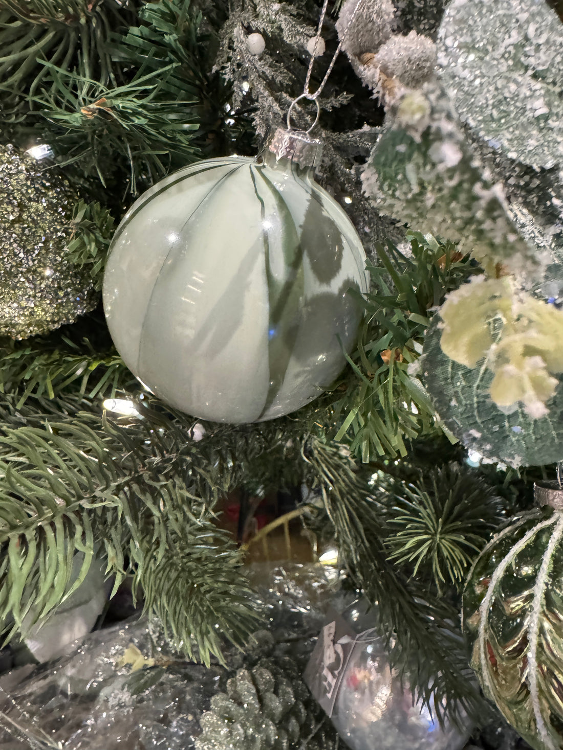 Swirling Green Glass Ball Ornament