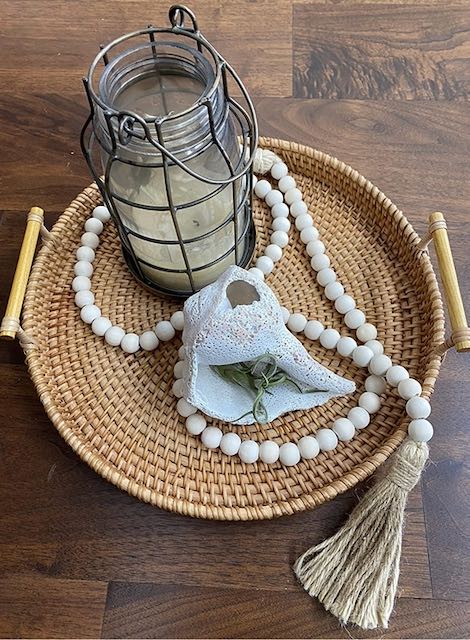 Natural White Wooden Bead Garland 61"