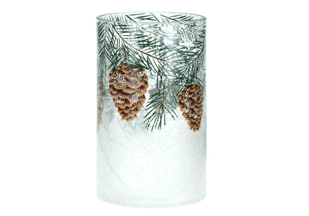 Pinecone Frosted Glass Candle Holder
