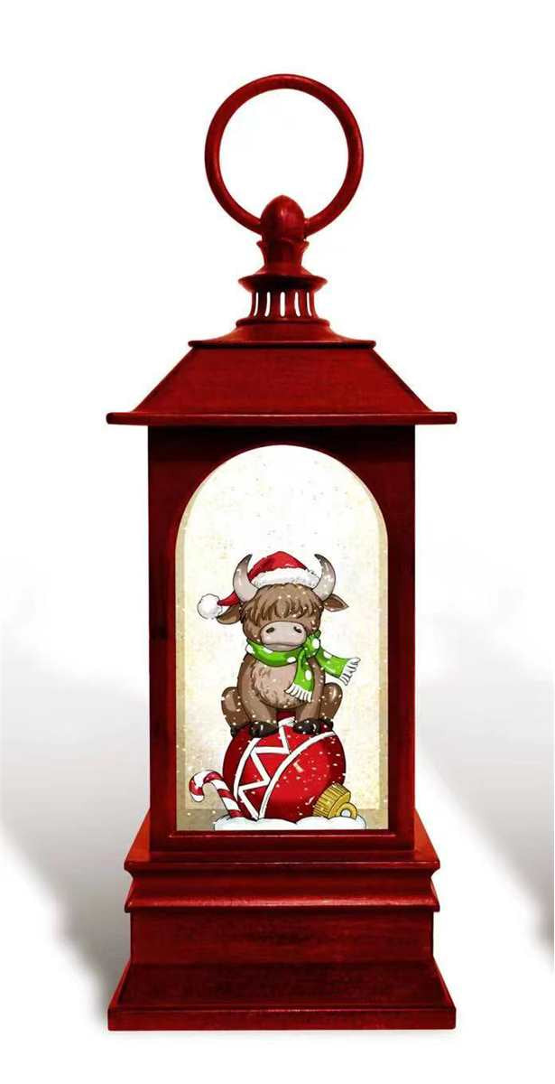 Highland Cow Christmas Lantern Snowglobe