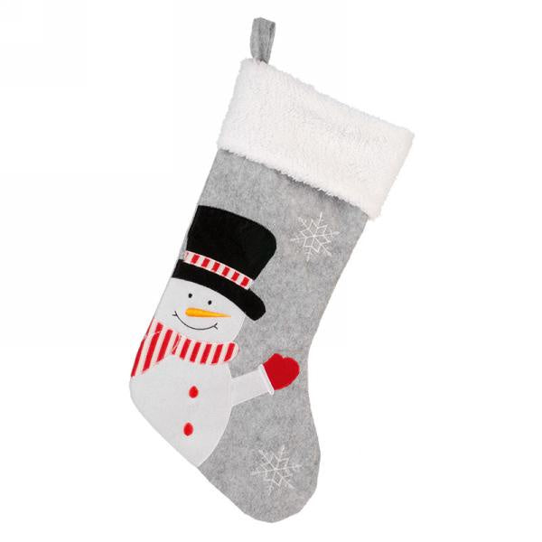 Grey Fun Snowman Stocking