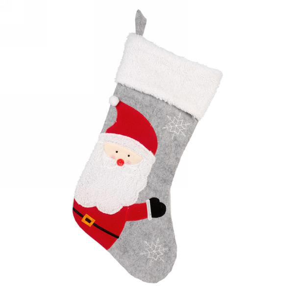 Grey Fun Santa Stocking
