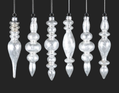 Frosted Glass Finial Ornament (Box of 6)
