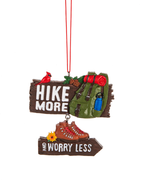 Hike More Worry Less Ornament