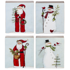Vintage Santa/ Snowman Art Block