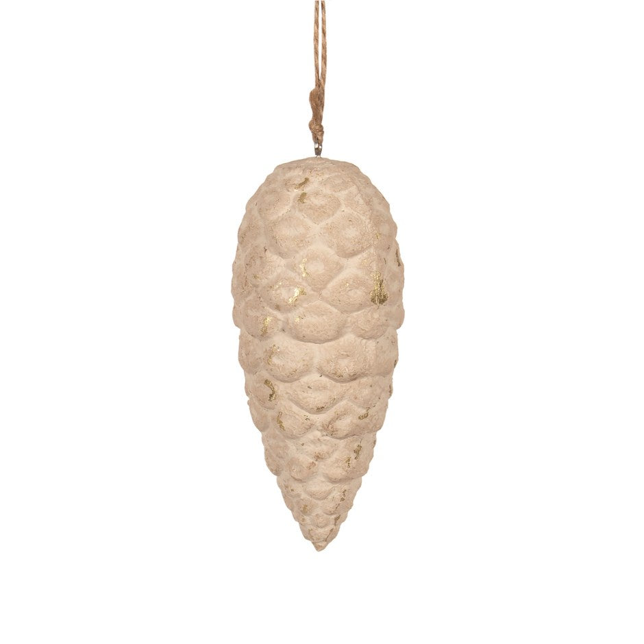 Antiqued Ivory Pinecone Ornament