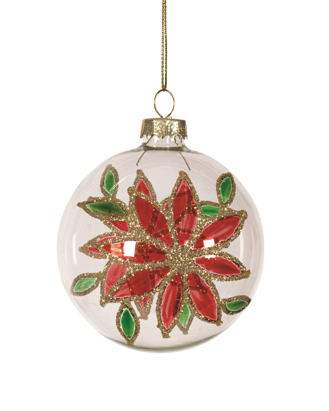 Poinsettia Glass Ball Ornament