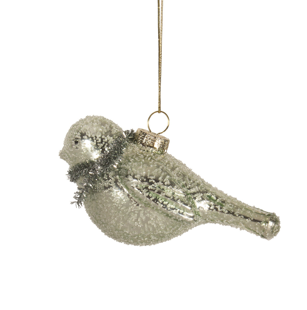 Sage Green Glass Bird Ornament