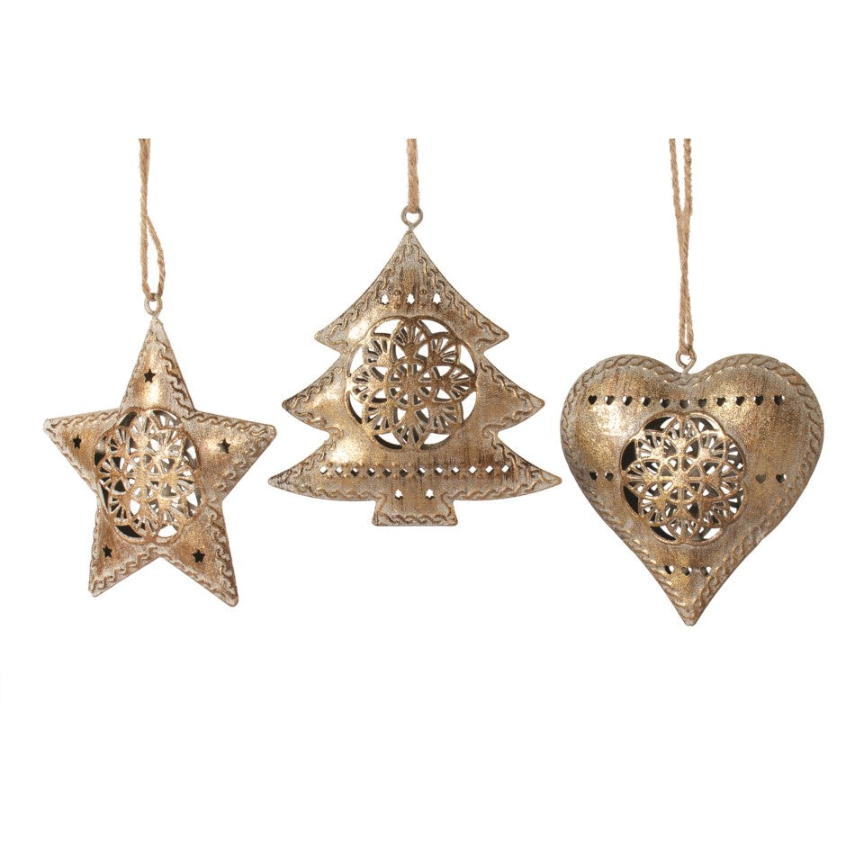 Antiqued Gold Metal Filigree Ornament