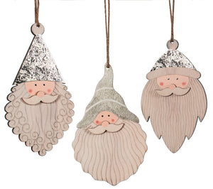 Silvery Santa Head Ornament