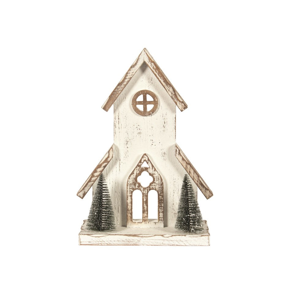 Whitewashed Wooden Church 10"
