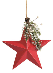 Large Red Wood Star Ornament