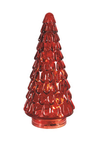 Red Glass Tree with LED Lights