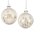 Painted Village Glass Ball Ornament
