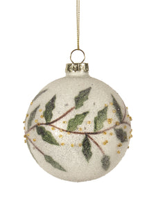 Holly Glass Ball Ornament