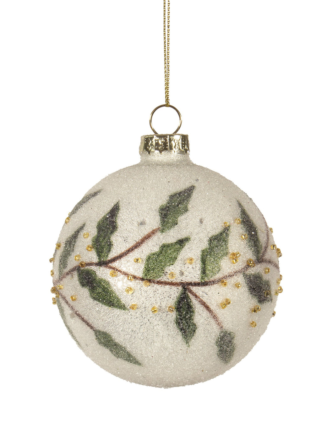 Holly Glass Ball Ornament