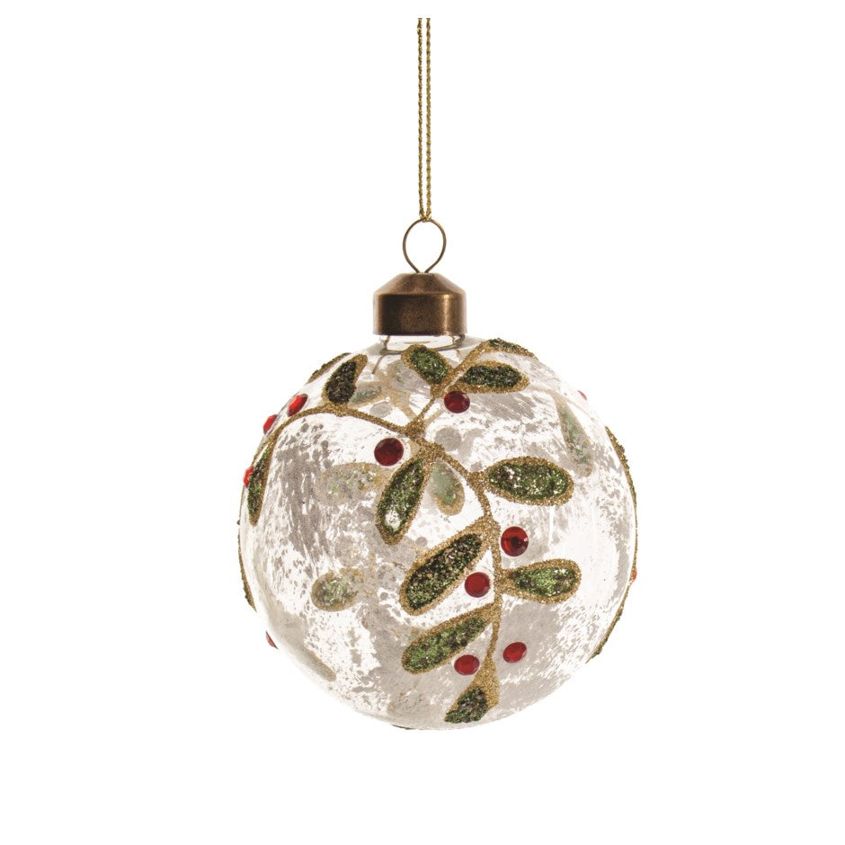 Mistletoe & Berry Glass Ornament