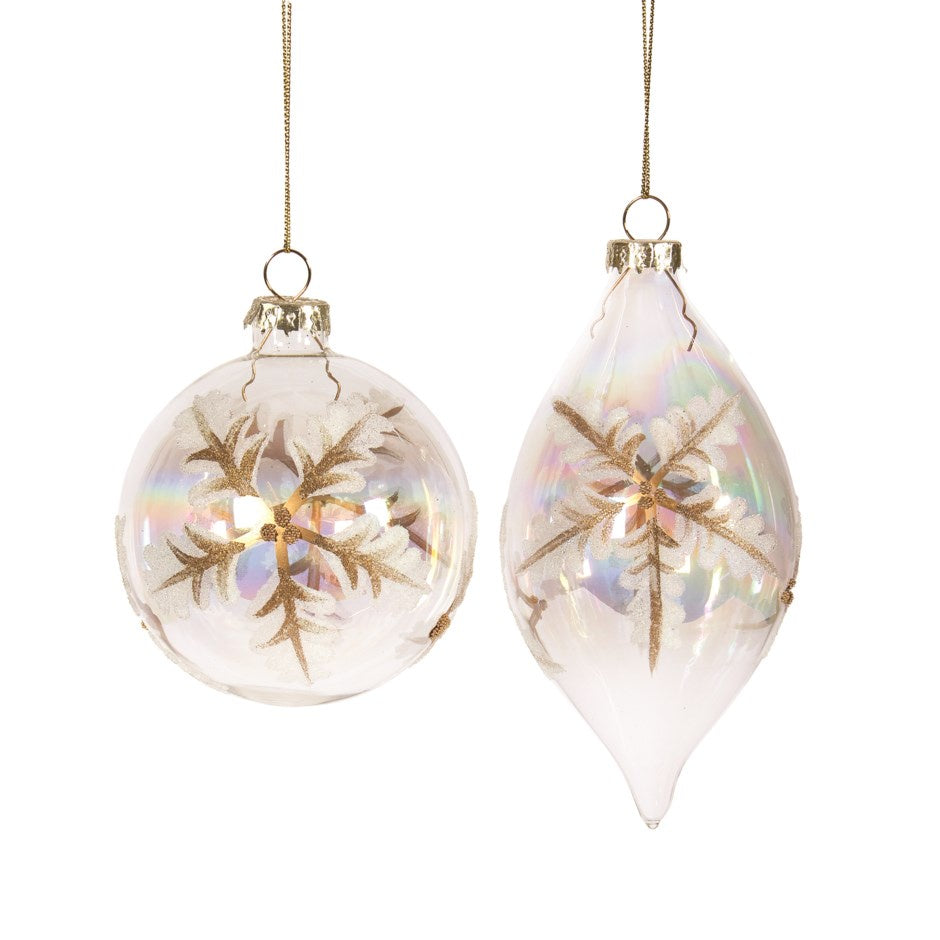 Iridescent Snowflake Glass Ornaments
