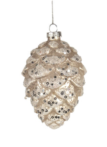 Silvery Mercury Glass Pinecone Ornament