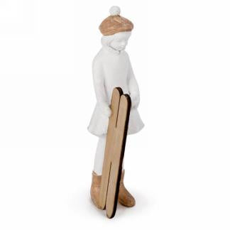 White Ceramic Child w Skis