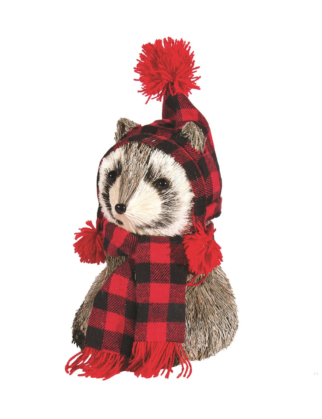 Tabletop Raccoon in Buffalo Plaid