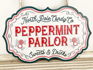 Vintage Metal Peppermint Parlor Sign
