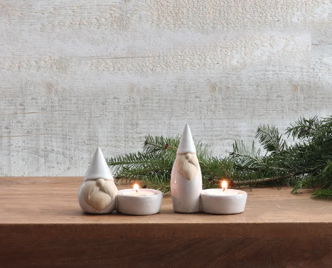 Stoneware Gnome Candle Holder