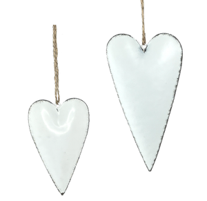 Rustic White Metal Heart Ornament