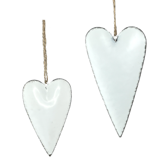 Rustic White Metal Heart Ornament