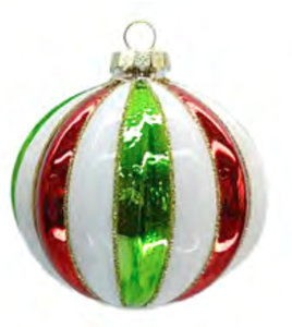 Striped Holiday Ball Ornament