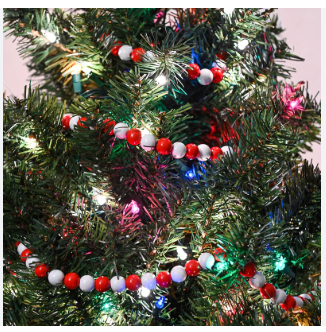 Red & White Wood Bead Garland