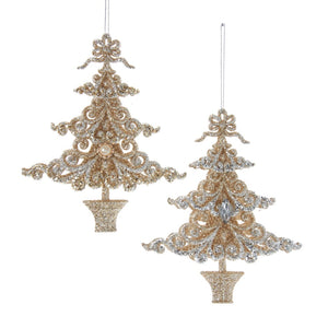 Gold & Silver Glitter Tree Ornament