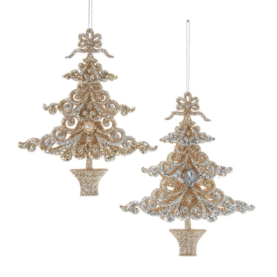 Gold & Silver Glitter Tree Ornament