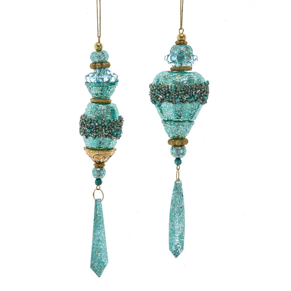 Aqua Finial Drop Ornament