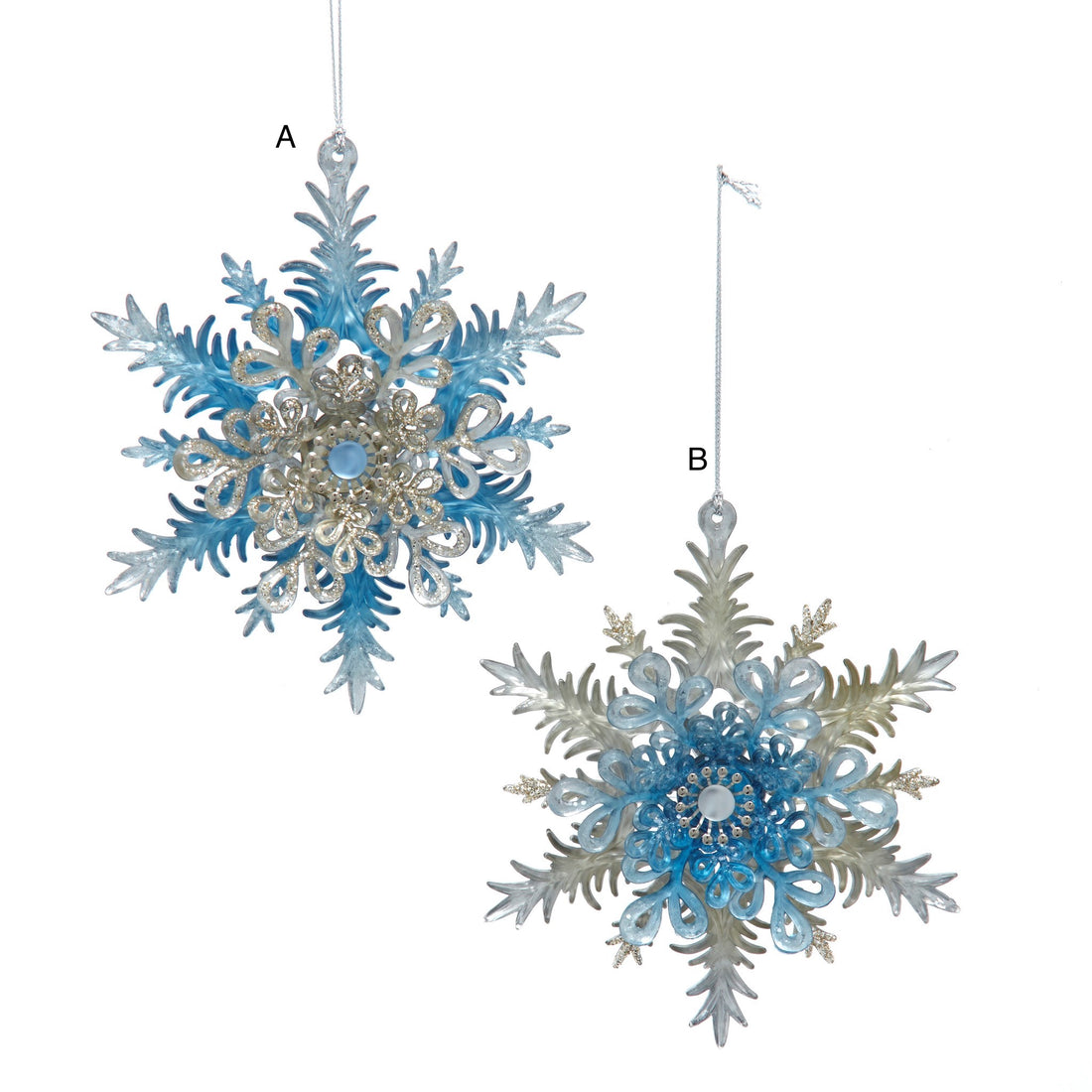 Sparkly Blue Snowflake Ornament