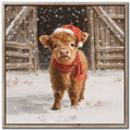 Santa's Little Highland Cow – Hand Embellished Framed Canvas Art