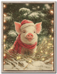 This Little Piggy Loves Christmas Framed Canvas Art