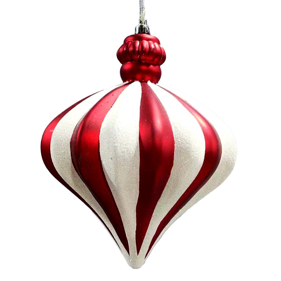 Large Red & White Striped Finial Ornament