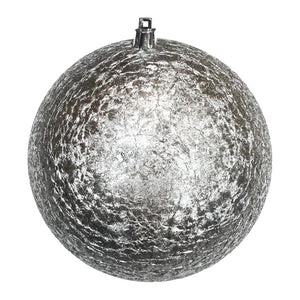 Large Cracked Glass Matt Silver Ornament