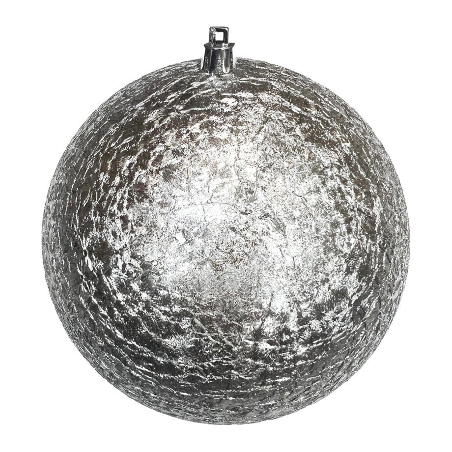 Large Cracked Glass Matt Silver Ornament