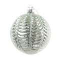 Scalloped Green & Silver Glass Ball Ornament