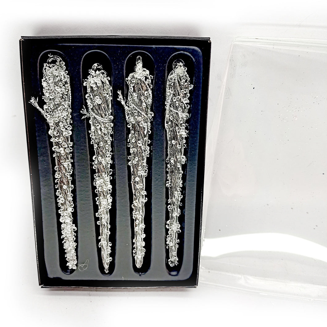 Clear Icicle Ornament (box of 4)
