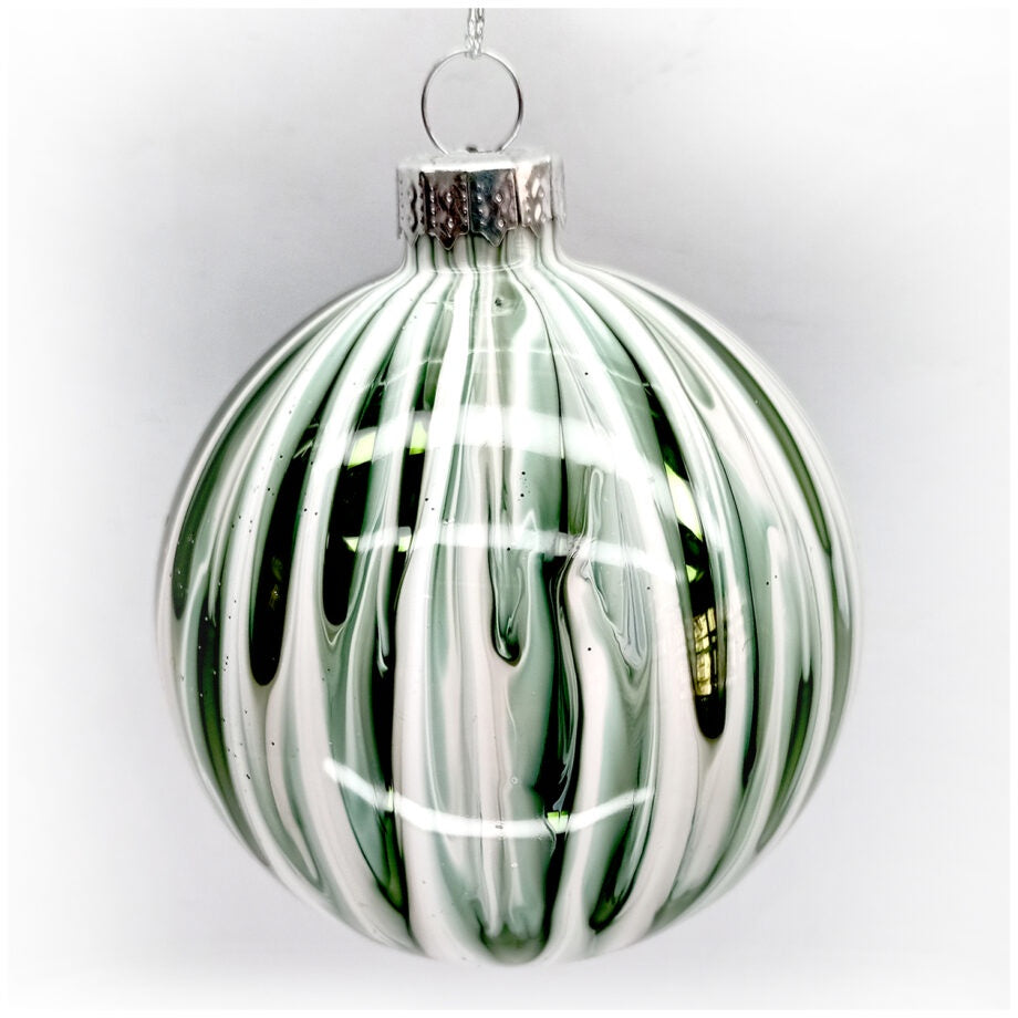 Swirling Green Glass Ball Ornament