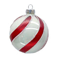 Swirling Red & White Glass Ball Ornament